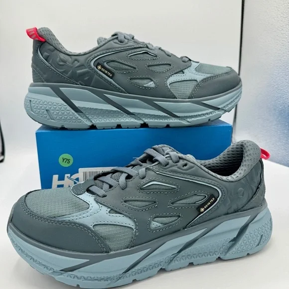 NWT Hoka Clifton Leather Gore-Tex Waterproof Unisex Goblin Stone Blue GBSB shoes